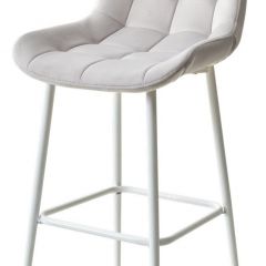 Барный стул ХОФМАН, цвет H-09 Светло-серый, велюр / белый каркас М-City в Игриме - igrim.mebel24.online | фото