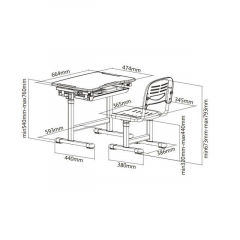 Парта-трансформер + стул Piccolino Grey в Игриме - igrim.mebel24.online | фото 4