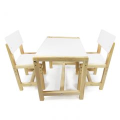 Детский растущий комплект стол и два стула  Я САМ "Лофт" (Белый, Сосна) в Игриме - igrim.mebel24.online | фото