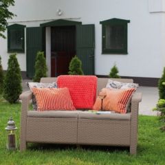 Диван пластиковый Корфу (Corfu love seat) капучино - песок в Игриме - igrim.mebel24.online | фото 3