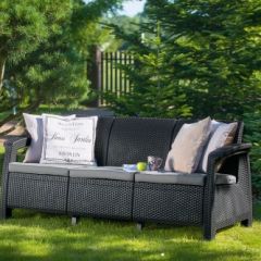 Диван пластиковый Корфу Макс (Corfu love seat max) графит в Игриме - igrim.mebel24.online | фото 2