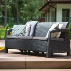 Диван пластиковый Корфу Макс (Corfu love seat max) графит в Игриме - igrim.mebel24.online | фото 3