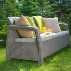 Диван пластиковый Корфу Макс (Corfu love seat max) капучино - песок в Игриме - igrim.mebel24.online | фото 3