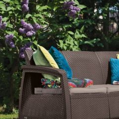 Диван пластиковый Корфу Макс (Corfu love seat max) коричневый в Игриме - igrim.mebel24.online | фото 2