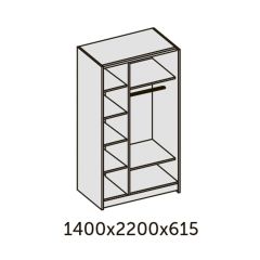 ИННЭС-5 Шкаф-купе 2-х дв. 1400 (1дв. Ф1 - бодега белая, 1дв. Ф2 - зеркало) в Игриме - igrim.mebel24.online | фото 2