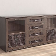 Кэт-4 Комодино (МДФ Венге/Экокожа Caiman коричневый) в Игриме - igrim.mebel24.online | фото