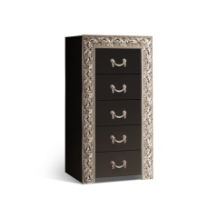 Комод 5 ящиков Узкий Тиффани Premium черная/серебро (ТФКМ-2(П) в Игриме - igrim.mebel24.online | фото