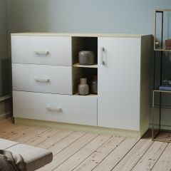 Комод К-3.1 (Дуб сонома/Белый жемчуг) в Игриме - igrim.mebel24.online | фото 2