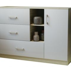 Комод К-3.1 (Дуб сонома/Белый жемчуг) в Игриме - igrim.mebel24.online | фото