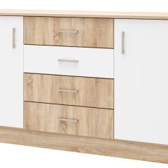 БЕАТРИС Комод К1400 (Дуб Сонома/Белый глянец) в Игриме - igrim.mebel24.online | фото