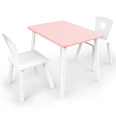 Комплект детской мебели стол и два стула Корона  (Розовый/Белый/Белый) в Игриме - igrim.mebel24.online | фото