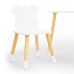 Комплект детской мебели стол и два стула Мишутка (Белый/Белый/Береза) в Игриме - igrim.mebel24.online | фото