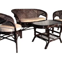 Комплект Пеланги 02/15 с 2-х местным диваном и овальным столом (Темно-коричневый) в Игриме - igrim.mebel24.online | фото