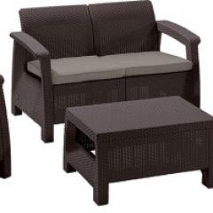 Комплект мебели Корфу сет (Corfu set) коричневый - серо-бежевый * в Игриме - igrim.mebel24.online | фото
