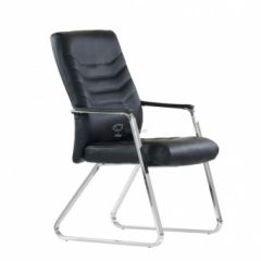 Кресло Barneo K-25 для посетителей и переговорных (хром, черная экокожа) в Игриме - igrim.mebel24.online | фото