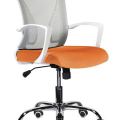 Кресло BRABIX "Wings MG-306", пластик белый, хром, сетка, серое/оранжевое, 532011 в Игриме - igrim.mebel24.online | фото 1