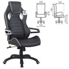 Кресло компьютерное BRABIX Techno Pro GM-003 (экокожа черное/серое, вставки серые) 531814 в Игриме - igrim.mebel24.online | фото 1