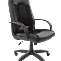 Кресло офисное BRABIX "Strike EX-525" (экокожа черная, ткань черная) 531381 в Игриме - igrim.mebel24.online | фото
