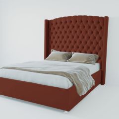 Кровать Берлин ЛЮКС с ПМ 1600 (велюр бордо) в Игриме - igrim.mebel24.online | фото 2
