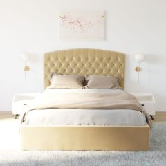 Кровать Берлин с ПМ 2000 (экокожа бежевая) в Игриме - igrim.mebel24.online | фото 2