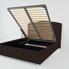 Кровать Берлин с ПМ 2000 (экокожа коричневая) в Игриме - igrim.mebel24.online | фото