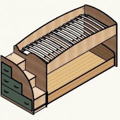 Кровать-чердак "Дюймовочка-4.2"  Дуб молочный/Оранжевый в Игриме - igrim.mebel24.online | фото 4