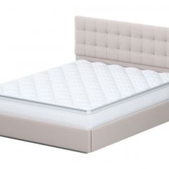 Кровать двойная №2 (универсальная 1.4х2.0) Серия 2 + основание (Белый/Бежевый ткань/Квадро Бежевый ткань) в Игриме - igrim.mebel24.online | фото 2