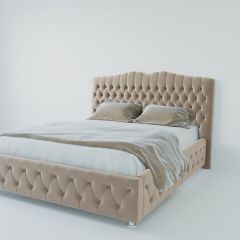 Кровать Нягань с ПМ 1200 (велюр светло-серый) в Игриме - igrim.mebel24.online | фото
