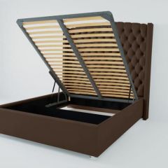 Кровать Берлин ЛЮКС с ПМ 2000 (экокожа коричневая) в Игриме - igrim.mebel24.online | фото