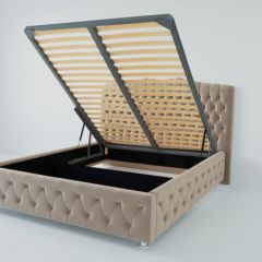 Кровать Нягань с ПМ 1200 (велюр светло-серый) в Игриме - igrim.mebel24.online | фото 2