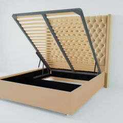 Кровать Версаль ЛЮКС с ПМ 1400 (экокожа бежевая) в Игриме - igrim.mebel24.online | фото 2
