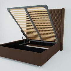 Кровать Версаль ЛЮКС с ПМ 800 (экокожа коричневая) в Игриме - igrim.mebel24.online | фото 2
