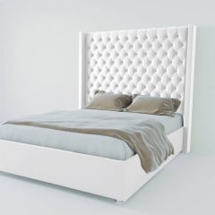 Кровать Версаль ЛЮКС с ПМ 800 (экокожа белая) в Игриме - igrim.mebel24.online | фото