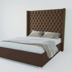 Кровать Версаль ЛЮКС с ПМ 800 (экокожа коричневая) в Игриме - igrim.mebel24.online | фото