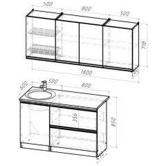 Кухонный гарнитур Ноктюрн макси 1800 мм в Игриме - igrim.mebel24.online | фото 2