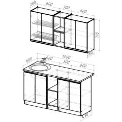 Кухонный гарнитур Ноктюрн нормал 1500 мм в Игриме - igrim.mebel24.online | фото 2