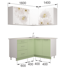 Кухонный гарнитур угловой Флоренс Грин (1400*1600) УНИ в Игриме - igrim.mebel24.online | фото