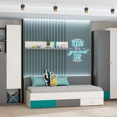 Модульная детская Клео (ЛДСП графит-миндаль-океан) в Игриме - igrim.mebel24.online | фото 2