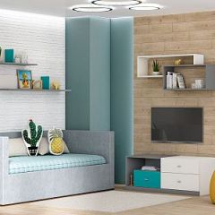 Модульная детская Клео (ЛДСП графит-миндаль-океан) в Игриме - igrim.mebel24.online | фото 3