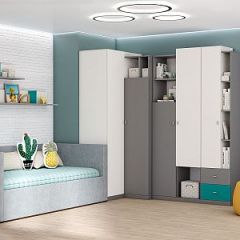 Модульная детская Клео (ЛДСП графит-миндаль-океан) в Игриме - igrim.mebel24.online | фото 6