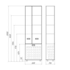 Пенал напольный Cube 60 без ящика с корзиной для белья Домино (DC5014P) в Игриме - igrim.mebel24.online | фото 3