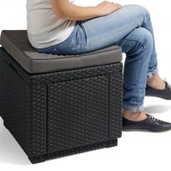 Пуфик Куб с подушкой (Cube with cushion) графит - прохладный серый в Игриме - igrim.mebel24.online | фото 2