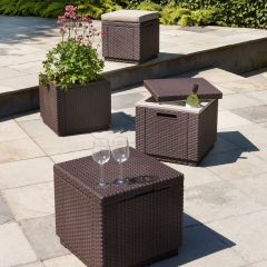 Пуфик Куб с подушкой (Cube with cushion) коричневый - серо-бежевый* в Игриме - igrim.mebel24.online | фото 3