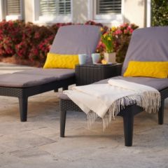 Шезлонг Джайпур с матрасом (Jaipur Sun lounger (with cushion)) графит в Игриме - igrim.mebel24.online | фото 3