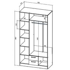 КОСТА-РИКА Шкаф 3-х створчатый (шимо светлый/шимо темный) в Игриме - igrim.mebel24.online | фото 2