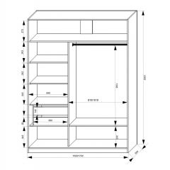 Шкаф-купе 1500 серии NEW CLASSIC K2+K2+B2+PL2(2 ящика+1 штанга+1 полка) профиль «Капучино» в Игриме - igrim.mebel24.online | фото 3