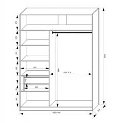 Шкаф-купе 1500 серии NEW CLASSIC K3+K3+B2+PL1 (2 ящика+1 штанга) профиль «Капучино» в Игриме - igrim.mebel24.online | фото 3