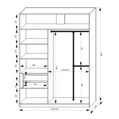 Шкаф-купе 1500 серии NEW CLASSIC K4+K4+B2+PL4 (2 ящика+F обр. штанга) профиль «Капучино» в Игриме - igrim.mebel24.online | фото 3