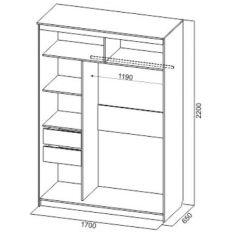 Шкаф-купе №19 Серия 3 Инфинити с зеркалами (1700) Ясень Анкор светлый в Игриме - igrim.mebel24.online | фото 6