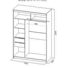 Шкаф-купе №19 Серия 3 Квадро (1500) Ясень Анкор светлый в Игриме - igrim.mebel24.online | фото 4